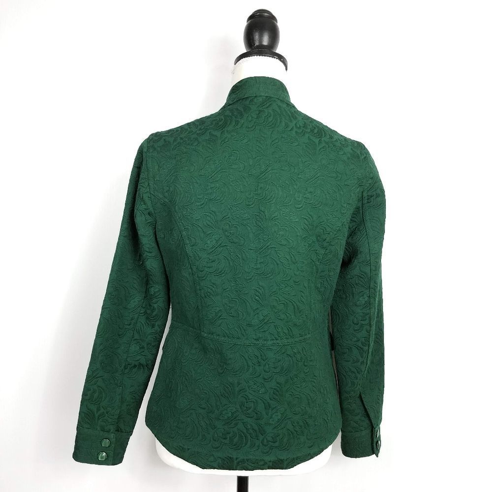 Chico's Green Jacquard Tapestry Zip Front Blazer Jacket - Picture 3 of 7